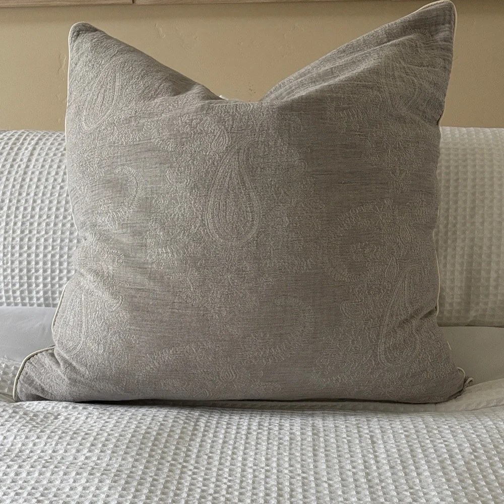 (1) Piu Belle Gray Paisley Throw Euro Sham‎ With Down Pillow Insert 26 x 26 Zip
